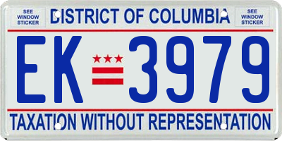 DC license plate EK3979