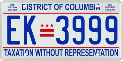 DC license plate EK3999