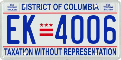DC license plate EK4006