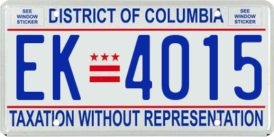 DC license plate EK4015