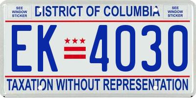 DC license plate EK4030