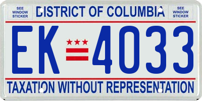 DC license plate EK4033