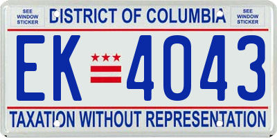 DC license plate EK4043