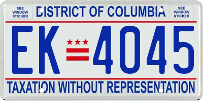 DC license plate EK4045