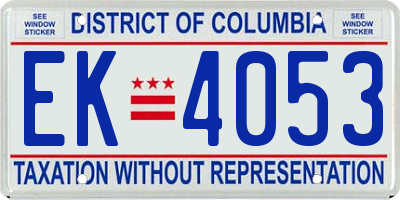 DC license plate EK4053