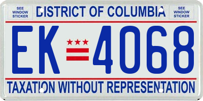 DC license plate EK4068