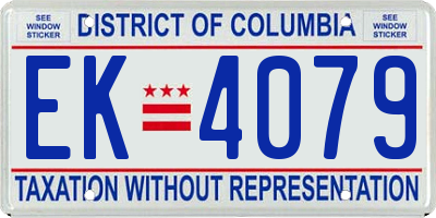 DC license plate EK4079