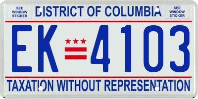 DC license plate EK4103