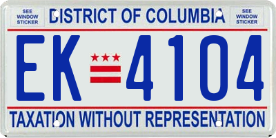DC license plate EK4104