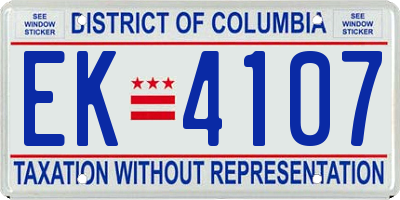 DC license plate EK4107