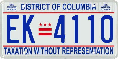 DC license plate EK4110