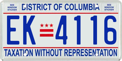 DC license plate EK4116