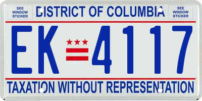 DC license plate EK4117