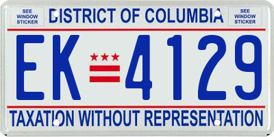 DC license plate EK4129