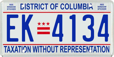 DC license plate EK4134