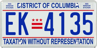 DC license plate EK4135