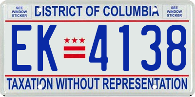 DC license plate EK4138