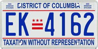 DC license plate EK4162