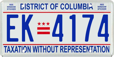 DC license plate EK4174