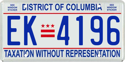 DC license plate EK4196
