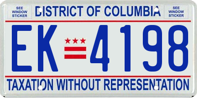 DC license plate EK4198
