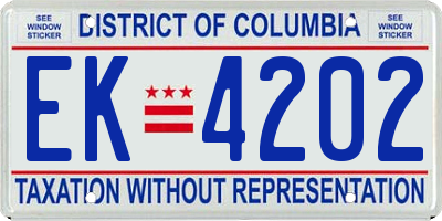 DC license plate EK4202