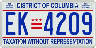 DC license plate EK4209