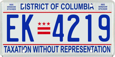 DC license plate EK4219