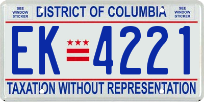 DC license plate EK4221