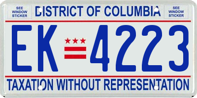 DC license plate EK4223