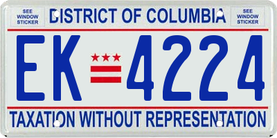 DC license plate EK4224