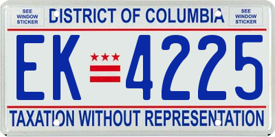 DC license plate EK4225
