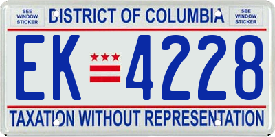 DC license plate EK4228