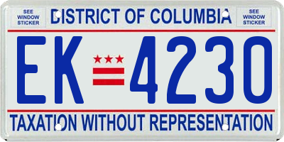 DC license plate EK4230