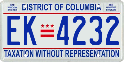 DC license plate EK4232