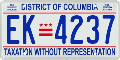 DC license plate EK4237