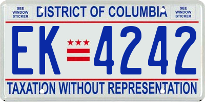 DC license plate EK4242