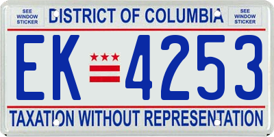 DC license plate EK4253