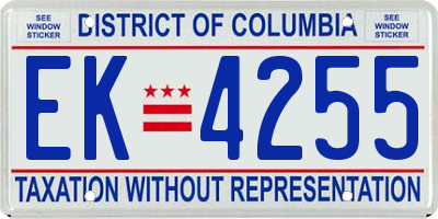 DC license plate EK4255