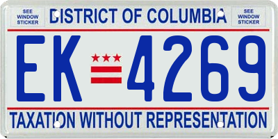 DC license plate EK4269