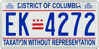 DC license plate EK4272