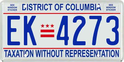 DC license plate EK4273