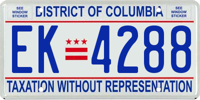 DC license plate EK4288