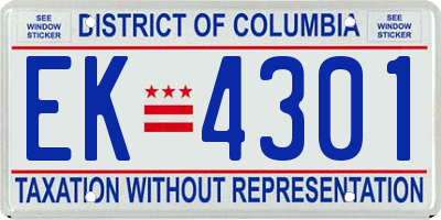 DC license plate EK4301