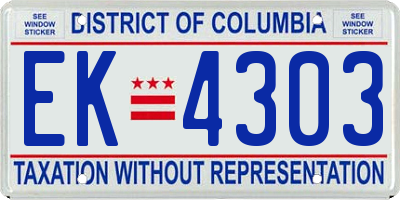 DC license plate EK4303
