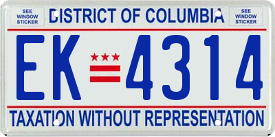 DC license plate EK4314