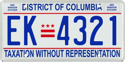 DC license plate EK4321