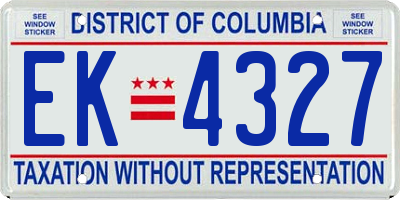 DC license plate EK4327