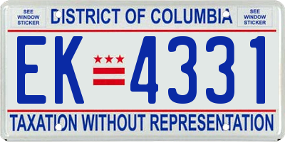DC license plate EK4331