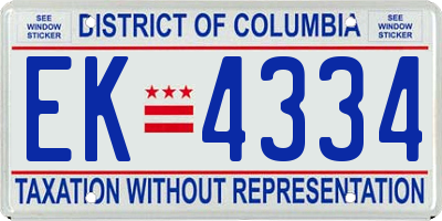 DC license plate EK4334